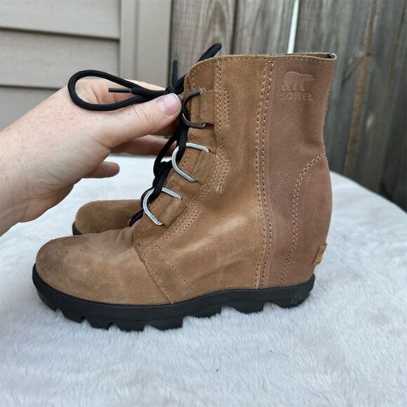 Sorel Girls' Wedge Boots Size 1 Brown Waterproof Suede Lace Up - Picture 1 of 9